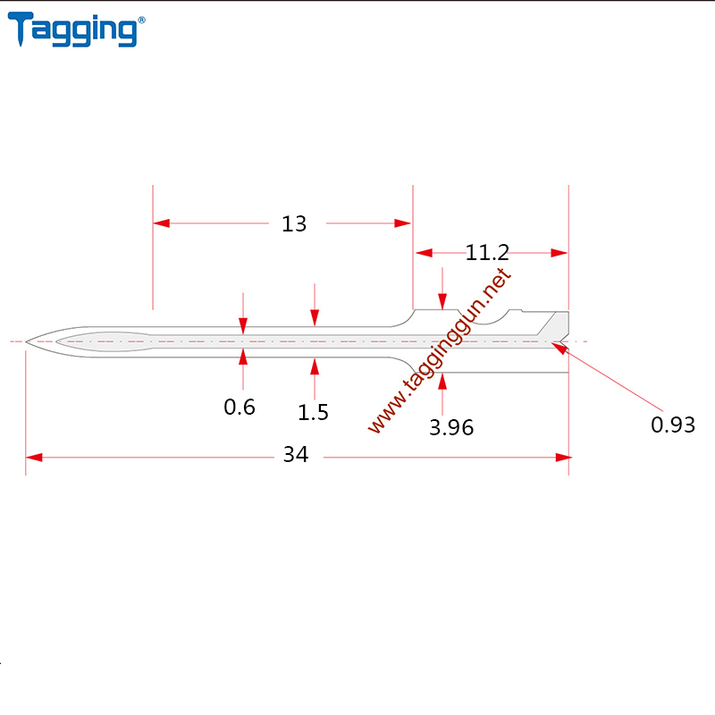 TN311X Fijne Tag Attacher Naalden Met 34mm Lengte Voor Fijne Tag Gun-5 Naalden