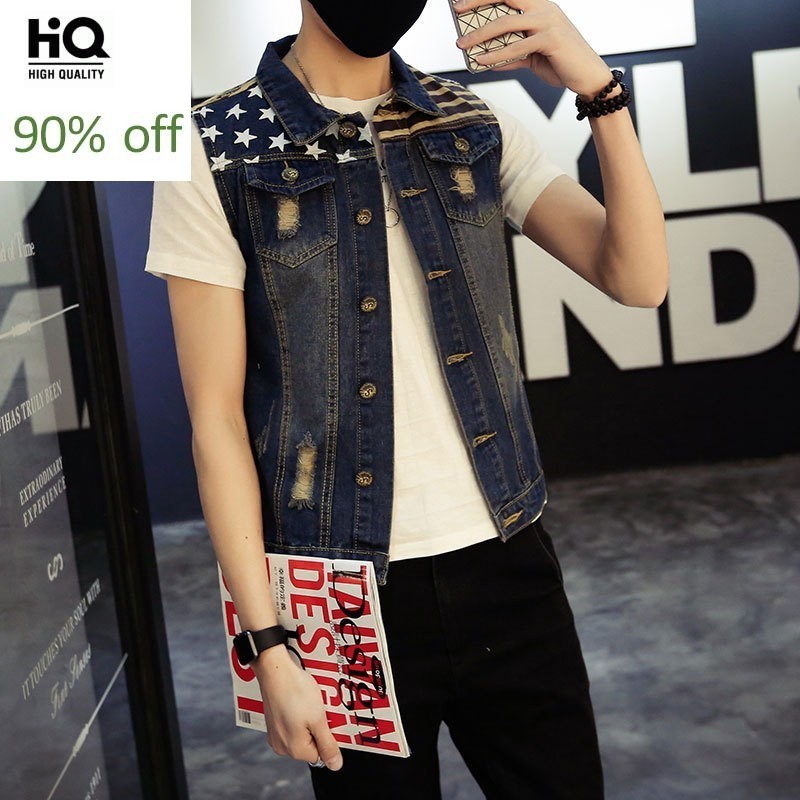 Klassische Vintage Herren Jeans Weste Ärmellose Jacken Muster Designs College Stil Zerrissene Cowboy Ausgefranste Denim Weste Tanks