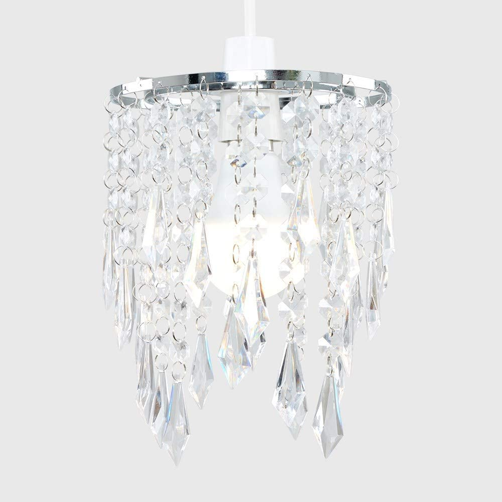 Elegante Kroonluchter Plafond Hanglamp Schaduw Met Mooie Clear Acryl Jewel Effect Druppeltjes