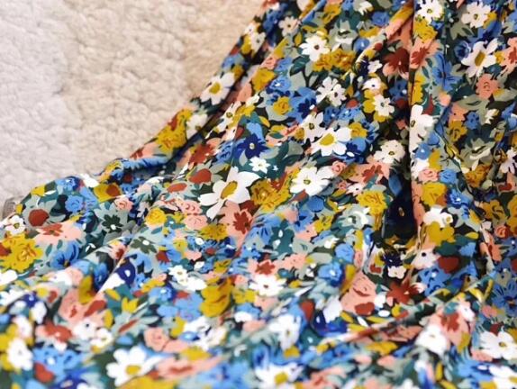 Falda Midi de algodón con estampado Floral para mujer, faldas largas con estampado de flores coloridas,