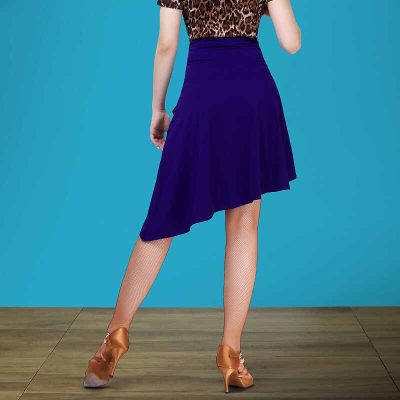 Falda de baile latino para mujer, disfraz de Samba para adulto, faldas latinas irregulares de color Azul Real, vestido de baile para mujer, ropa de entrenamiento VDB2271