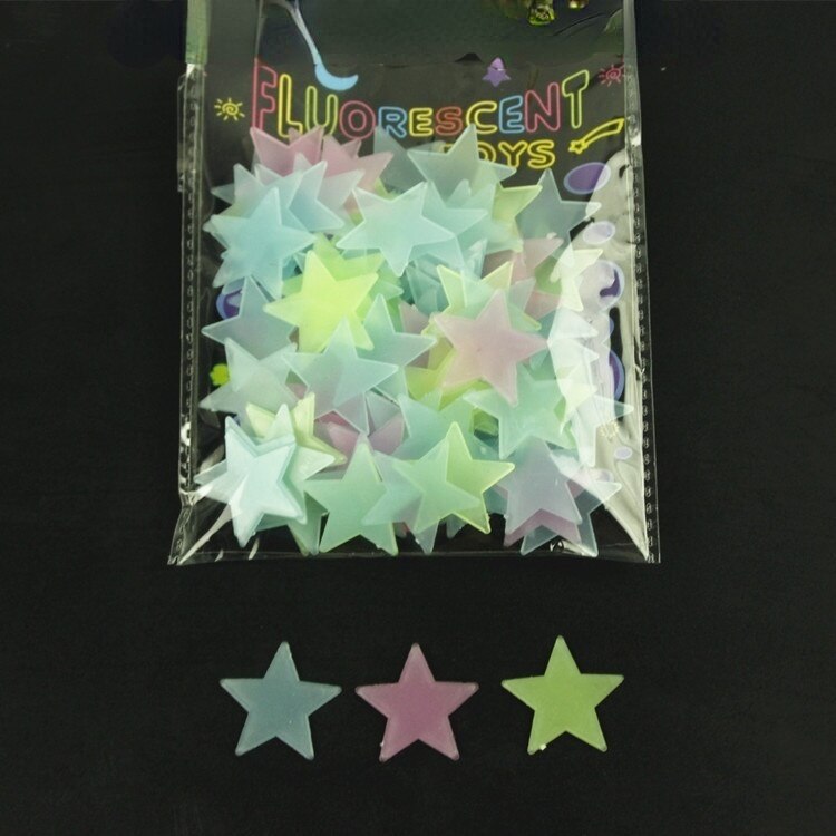 100/50/25 sztuk naklejki ścienne świecące w ciemności dziecko dzieci sypialnia Home Decor kolorowe gwiazdki Luminous fluorescencyjne na ścianę naklejki kalkomania: mutilcolor / 50pcs