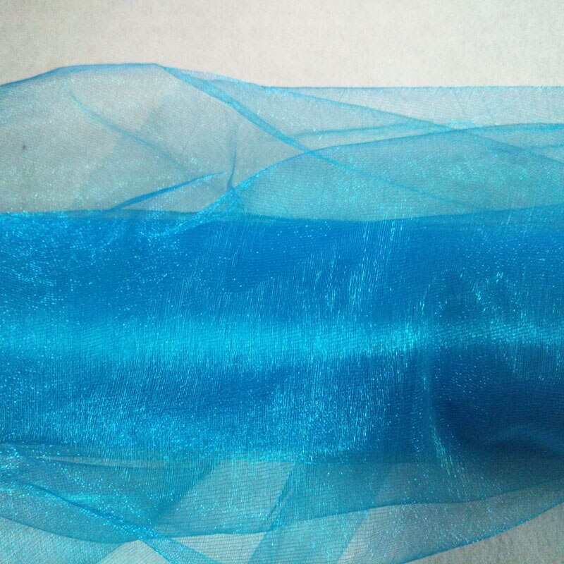 5 meter 500 x 65cm doorschijnende kristallen organza tule rol stof voor bruiloft feest huisdecoratie jaar decoratie doe-het-zelf naaien: Lichtblauw