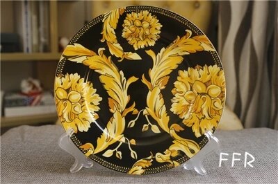 Service de vaisselle chinois doré de luxe en os de phénix, vaisselle en porcelaine Jingdezhen, assiettes en dieu soleil, décoration de la maison: 8 inch plate B