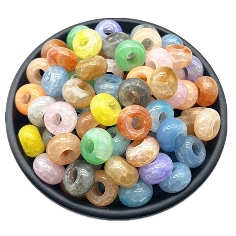 20pcs/lot 15x9mm Mixing Color Big Hole Acrylic Beads Loose Spacer Oblate Circle Bead Necklace Bracelet Pendant Jewelry Making: Clear