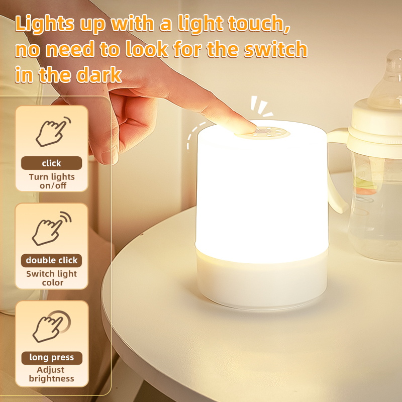 Oplaadbare tafellamp Dimbaar nachtlampje Opvouwbare LED Touch Home Slaapzaal Slaapkamer Bureauverlichting Afstandsbediening muur Led-lamp: Beige