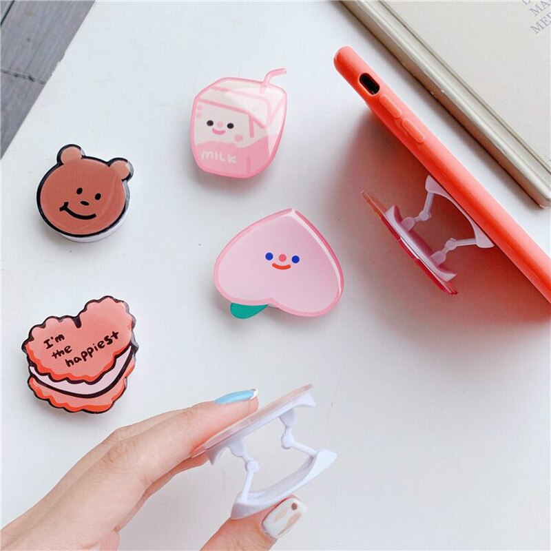 Universal Cute Glue Foldable Finger Ring Holder Phone Socket Grip tok For IPhone Xiaomi Huawei Mobile Holder Stand Mount Bracket