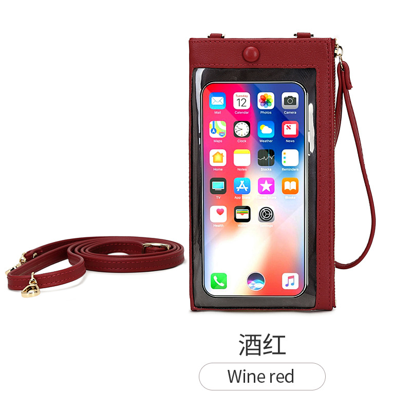 Handtasche mit touchscreen-funktion, großes fassungsvermögen, einfarbige umhängetasche, multifunktionale handtasche mit schultergurt: Rot