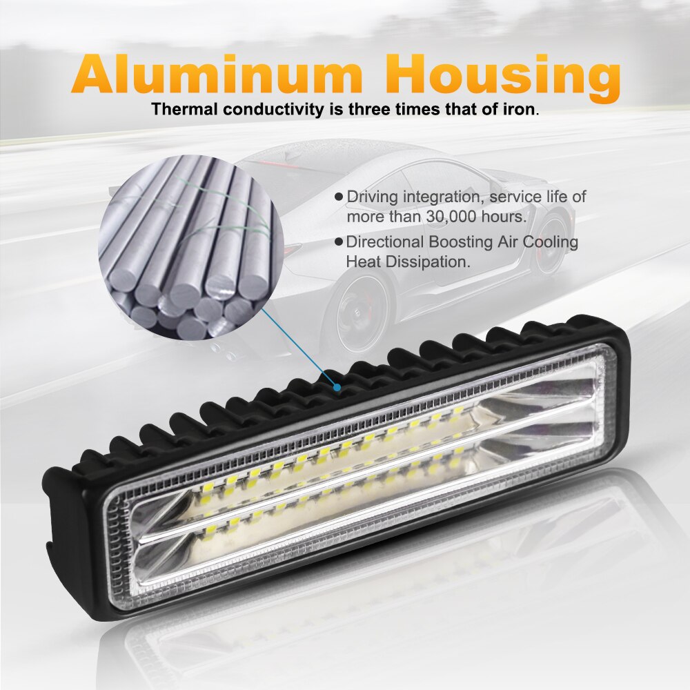 72W Auto Led Verlichting Bar Wit Licht Spotlight Led Mistlichten Voor Moto Offroad Atv 4X4 tractor Truck Auto Barra Led Koplamp