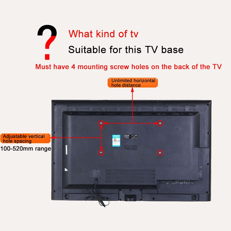 TV Stand Base Universal Stable Multi Hole Adjustable Durable Home Mount With Screws Black Triangle Steel Easy Install Table Top