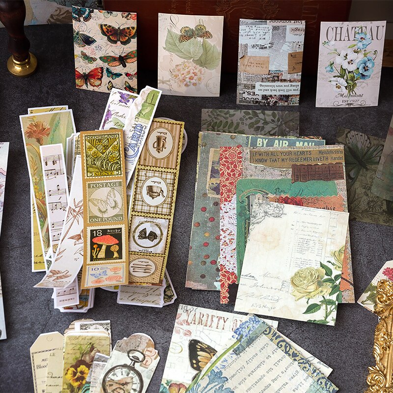 100 stk retro blandet materiale pakke gjør-det-selv scrapbooking søppeldagbok primer collage mobil dagbok album glad plan dekorasjon