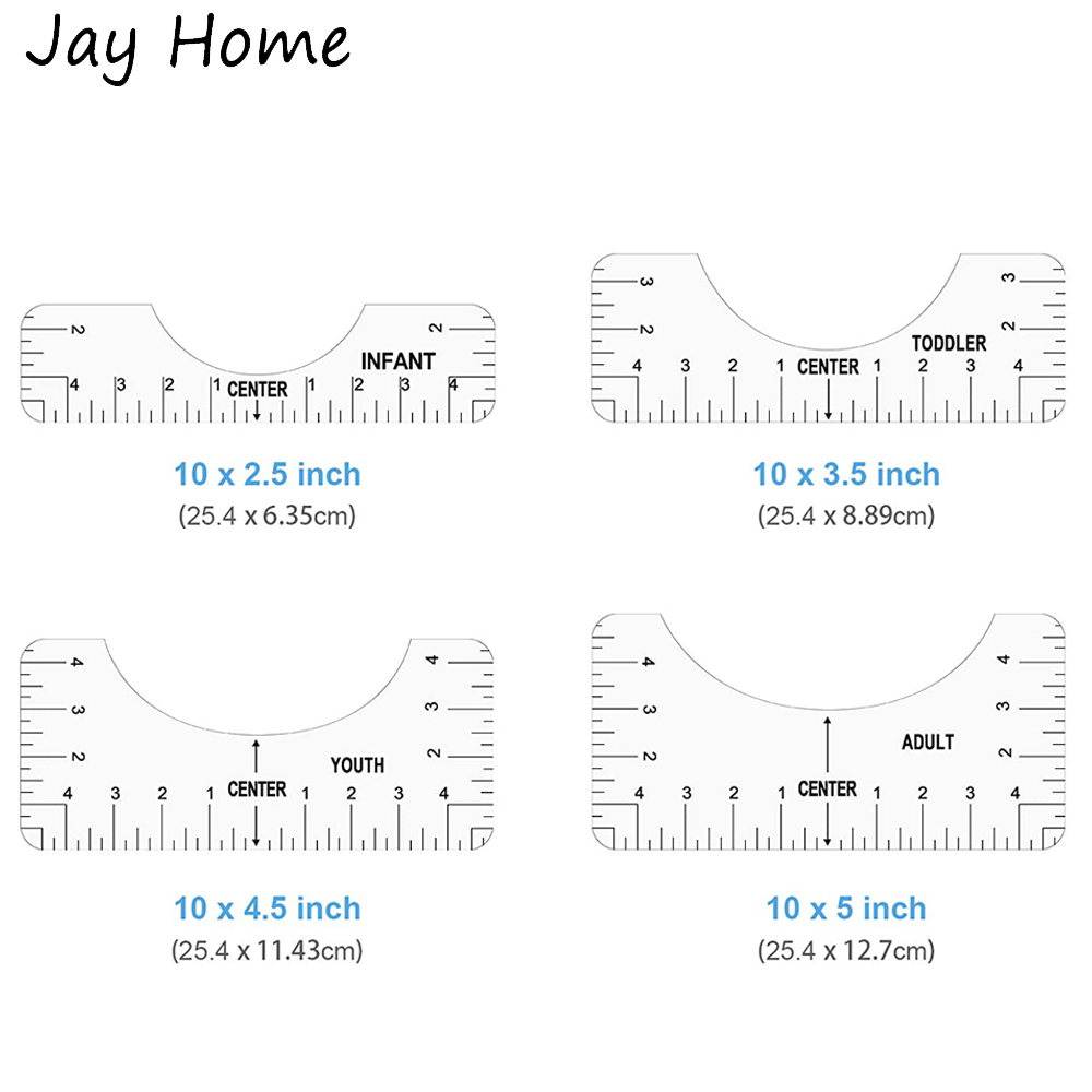 4Pcs T-Shirt Guide Ruler Alignment Tool &amp;4Pcs Metric French Curve Ruler Clear Sewing Ruler Set for Clothing Drafting Tool