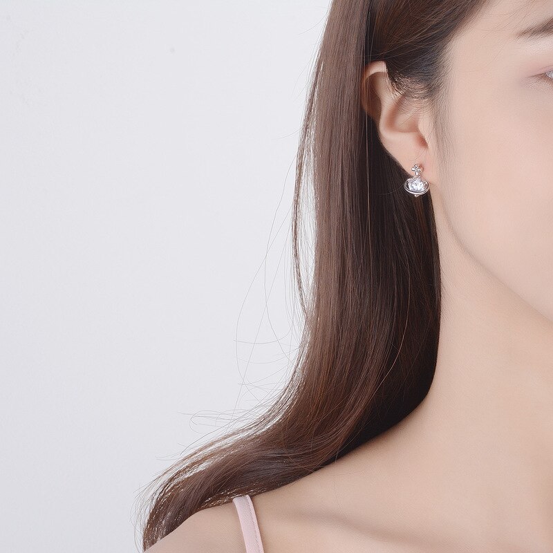 Planet øreringe skinnende zirkon øreringe sliver stud øreringe smykker til kvinder