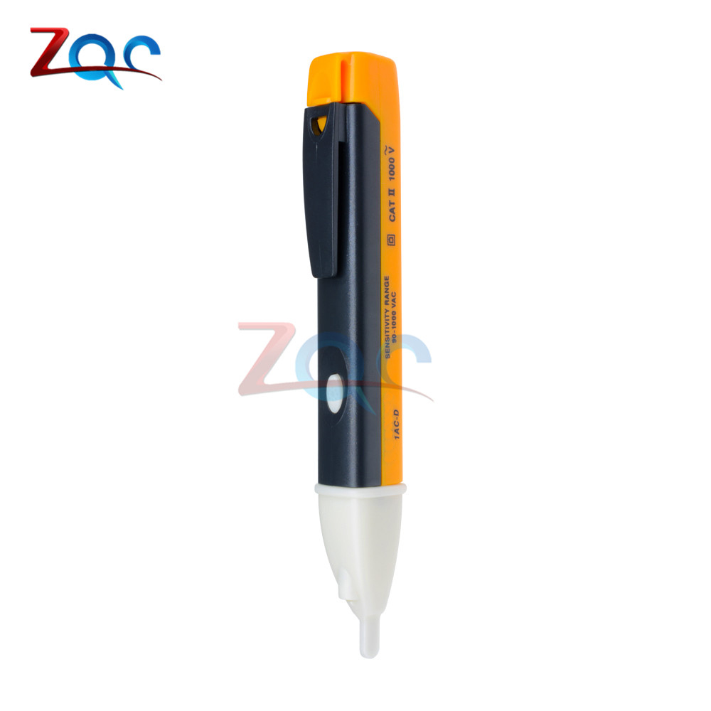 Ac 110V 220V Voltmeter Voltage Probe Volt Meter Elektrische Indicator Power Detector Tester Contactloze Socket Muur led 90-1000V: Yellow single button