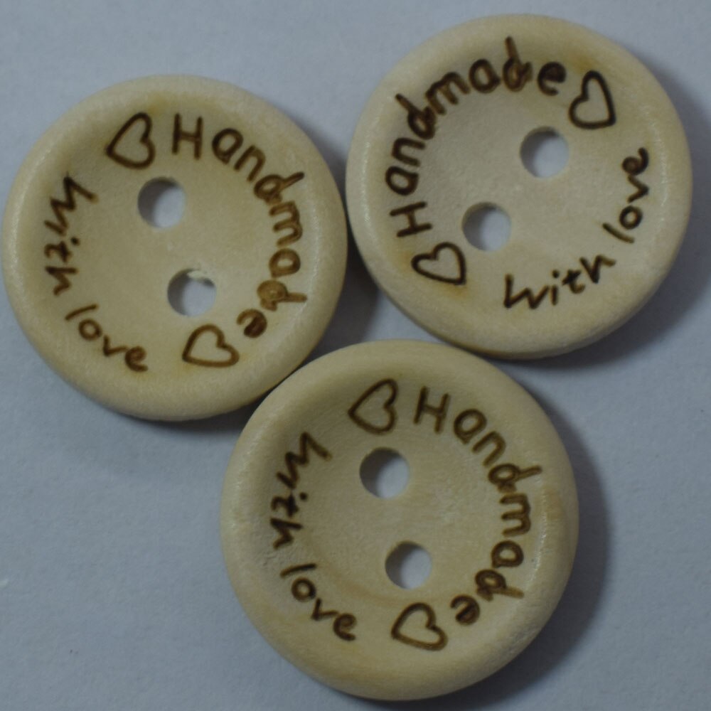 100 stuks handgemaakte houten knoopjes met letters en 2 gaten in natuurlijke kleur, doe-het-zelf naaien, houten knopen voor handwerk, scrapbooking 15/20/25mm