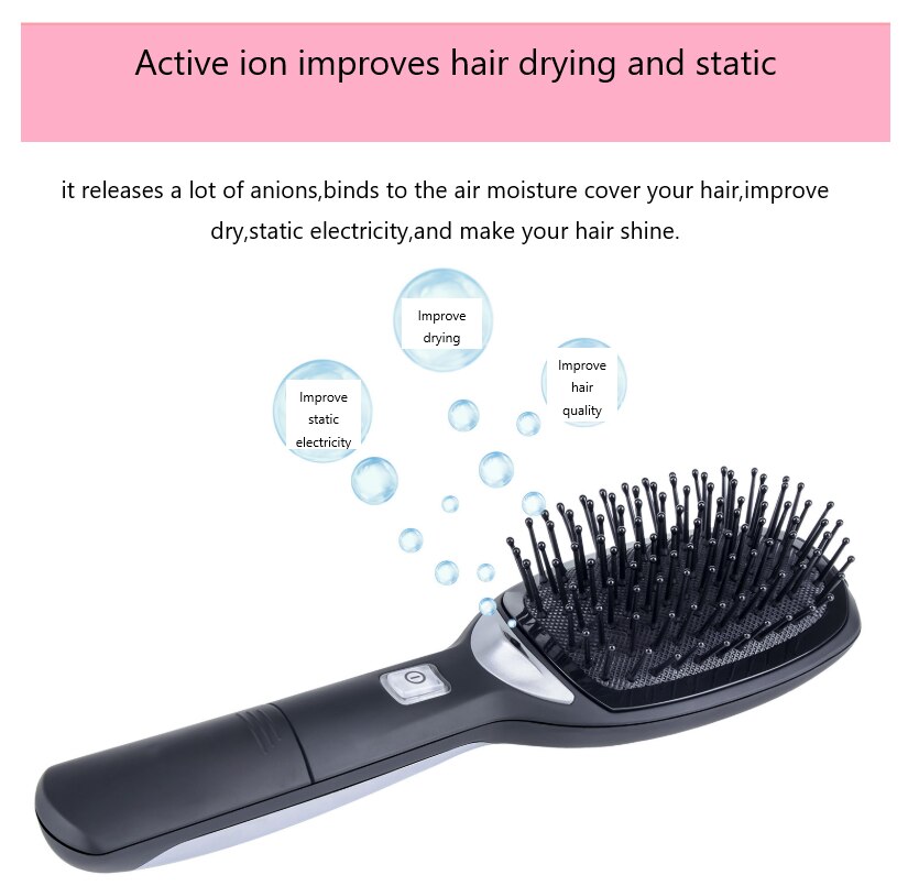 2.0 elektrische draagbare krachtige negatieve ionen release rechttrekken haar anti-statische magic hair brush