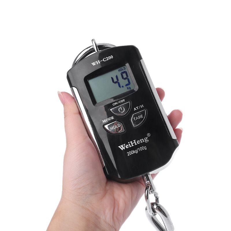 200kg 100g mini tung plikt elektronisk digital rustfritt stål krok skala fisk hengende kran skala lcd Løkke vektbalanse