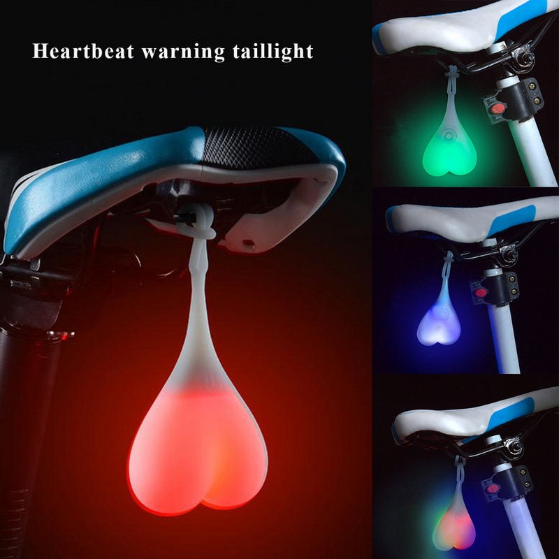 Waterproof Silicone Bike Heart Lamp Night Cycling Rear Seat Back Lights Bike Tail Lights Safety Warning Ball Light Lamp