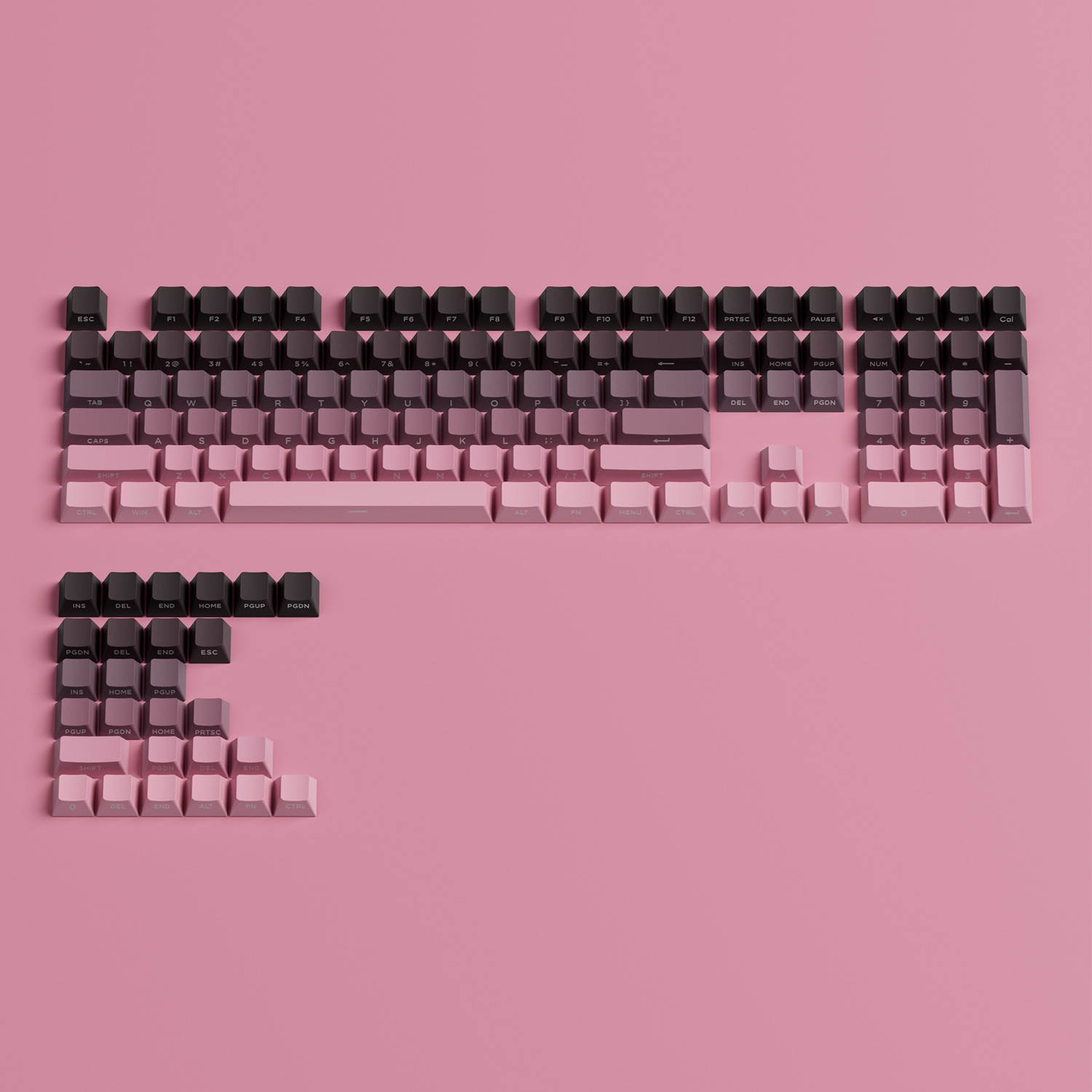 Veekos Gradient Side Printed Keycap Set Cherry Profile PBT Double Shot 136-Key Keycaps for MX Switch Custom Mechanical Keyboard