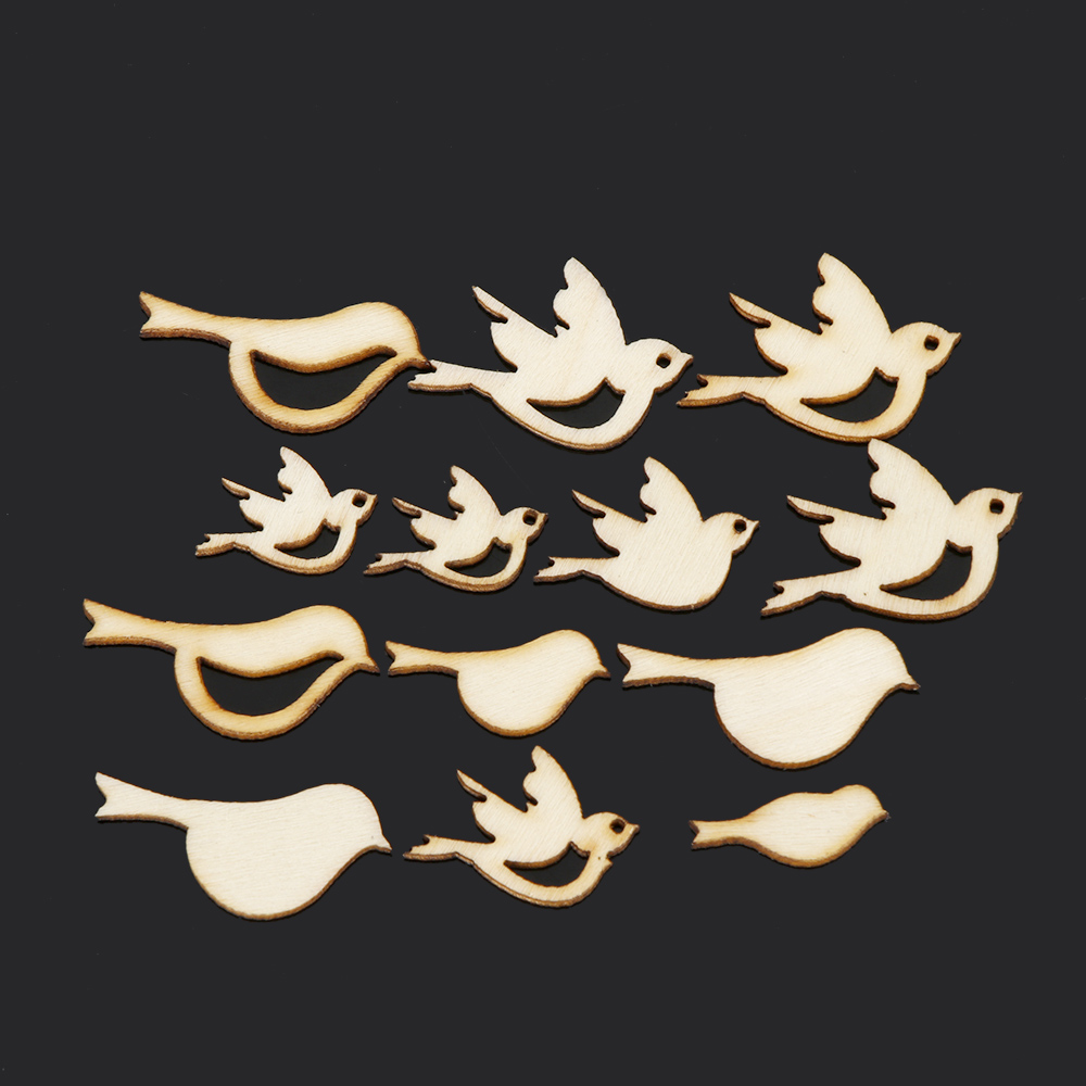 50PCS/set Mixed Birds Shape Wooden Craft Scrapbooking Handmade Slices Decoration Embellishments DIY