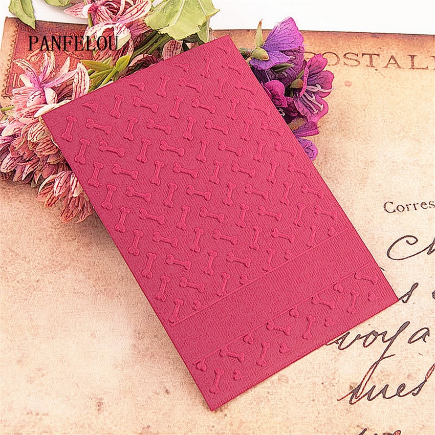 PANFELOU 10.5*14.8 Lovely bones Embossing folders Plastic Scrapbooking DIY Template Fondant Cake Photo Album Card Making