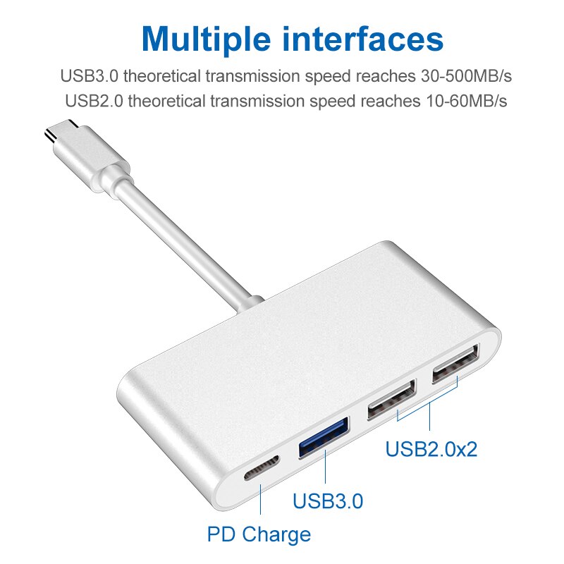 High speed HUB Type-C 4 In 1 USB2.0 With PD Fast Charging Data Transmission
