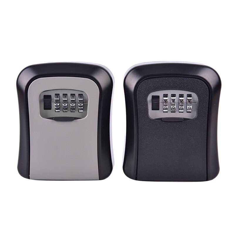 Outdoor Key Lock Box Wall Mounted Aluminum Alloy Key Safe 4-digit Password Storage Box Weatherproof