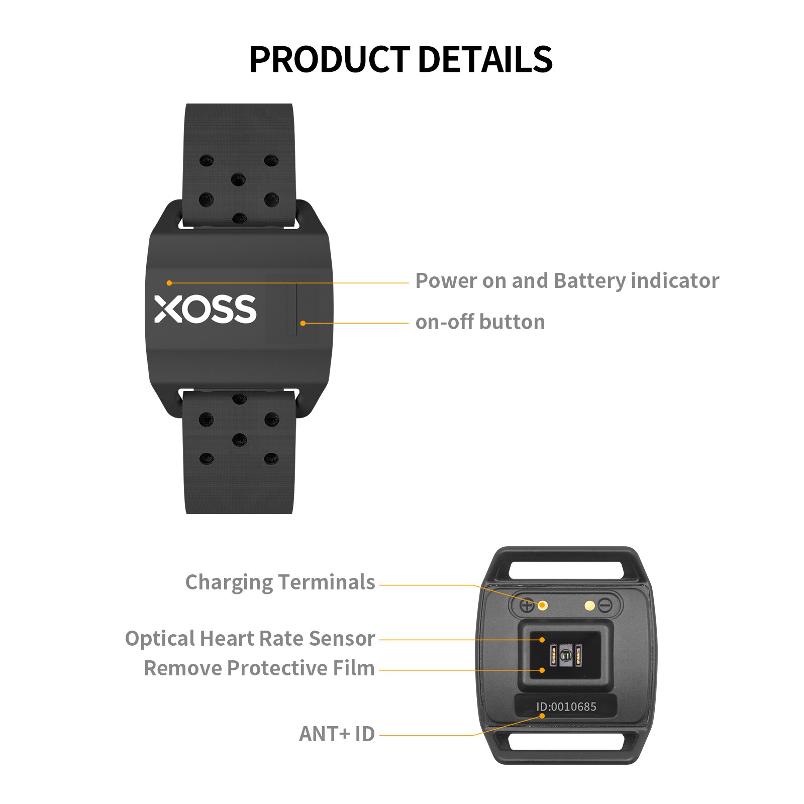 Xoss armbånd pulsmåler håndstropp sensor bluetooth maur+ trådløs helse Fitness smart sykkelsensor til garmin