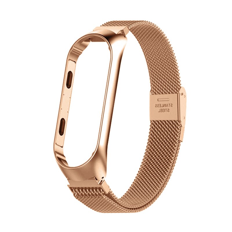 Pulsera inteligente para Xiaomi mi Band 3 4 mi Band 4 3 correa de Metal de acero inoxidable Z2: Rose Gold / For mi band 3