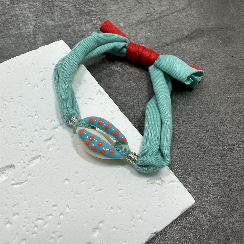 Bracciale con ciondoli a conchiglia a pois Linea di cotone colorata Braccialetti con corde intrecciate fatte a mano per gioielli da donna, uomo e bambino: Rosso ruggine