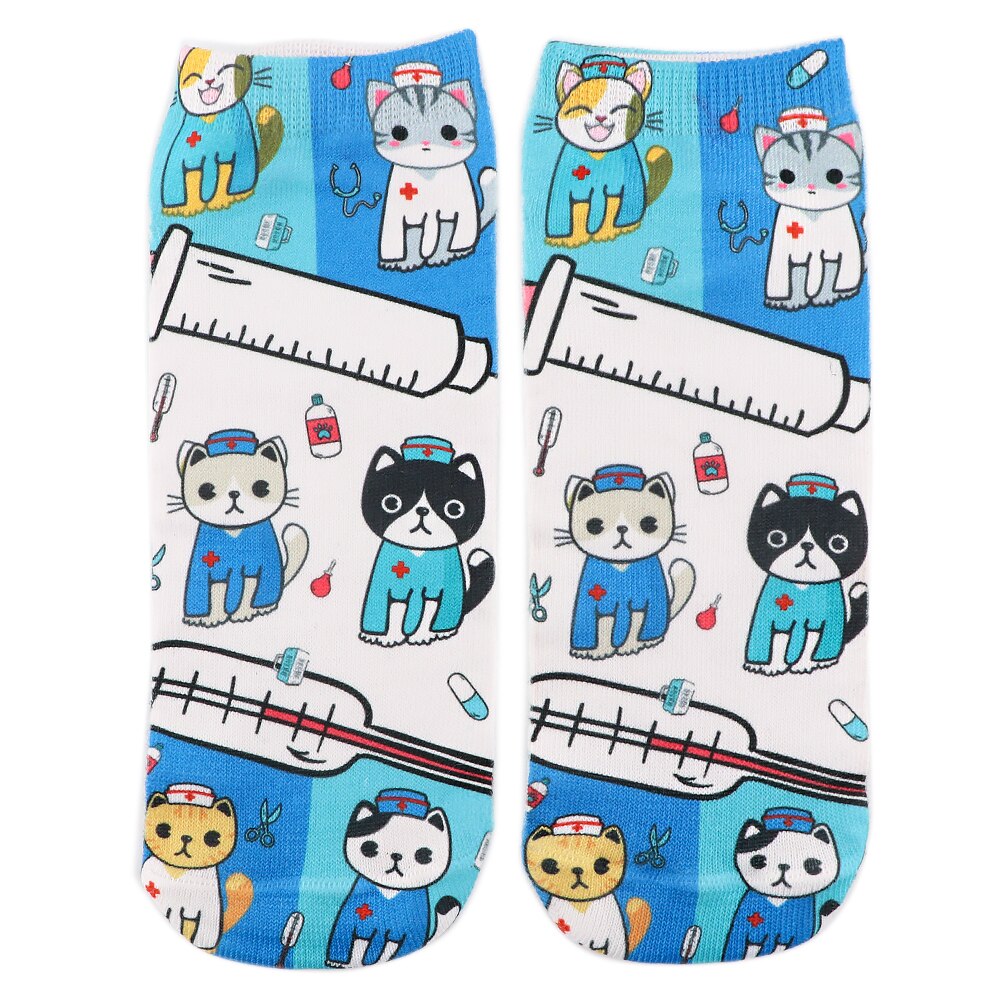 K3237 Doctor Nurse Cotton Women Socks Female Casual Socks Cartoon Cat Cute Invisible Funny Girls Ankle Sock: 6
