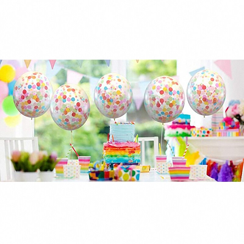 5 stuks 36- inch grote ronde transparante latex ballonnen met kleurrijke confetti en pailletten als decoratie voor een bruiloftsfeest