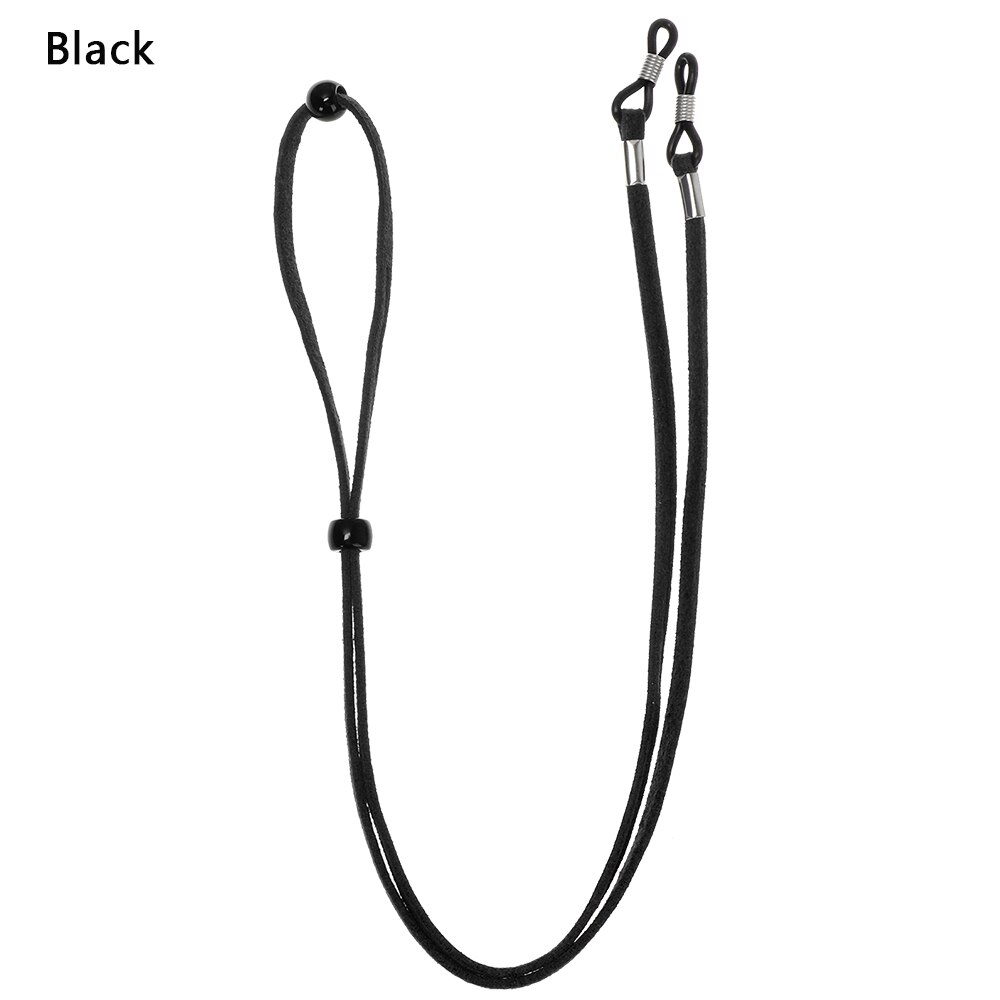 Correa de cuero de alta elasticidad para gafas de sol, collar de cadena para gafas, gafas de lectura soporte para, correa para el cuello: B-black