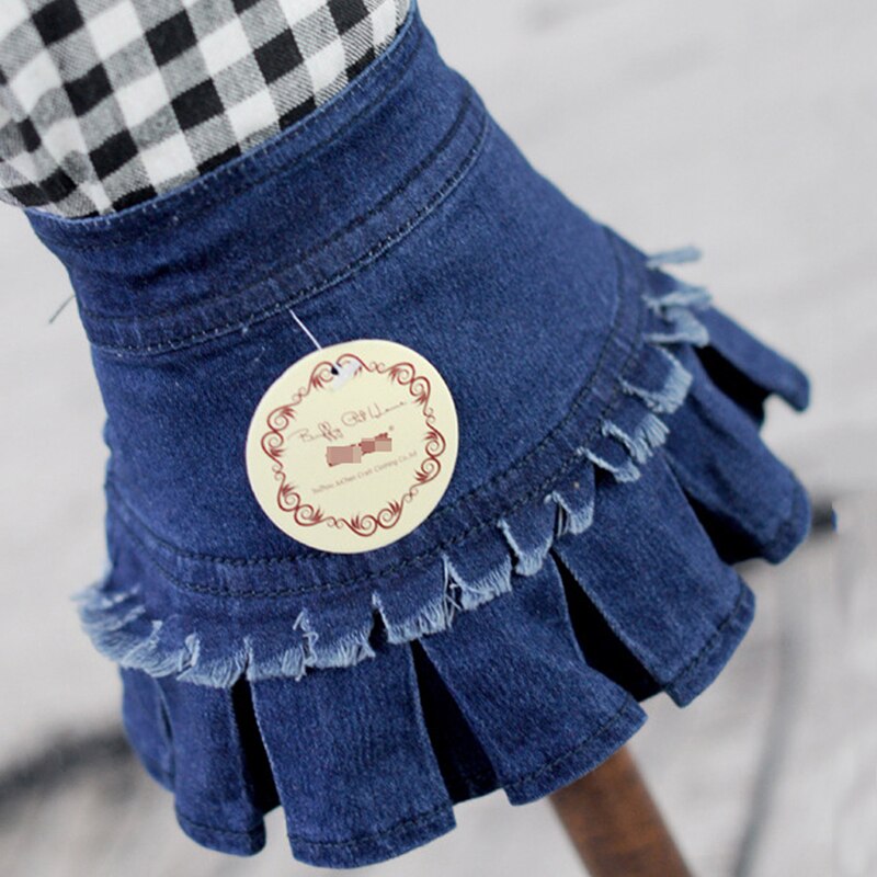 Blue Denim Hond Rok Omzoomd Geplooide Rok Voor Kleine Middelgrote Honden Katten Jeans Tutu Rok Meisje Hond Kleding voor Lente