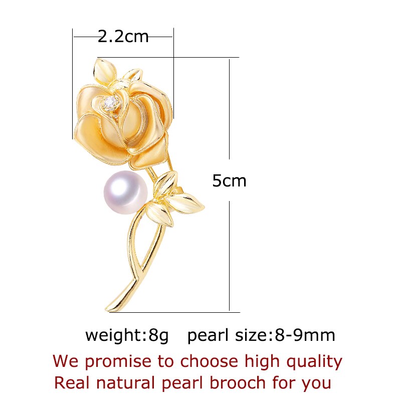 SHDIYAYUN Pearl Brooch For Women Classic Gold Rose Flower Brooches Pins Natural Freshwater Pearl Fine Jewelry Accessories