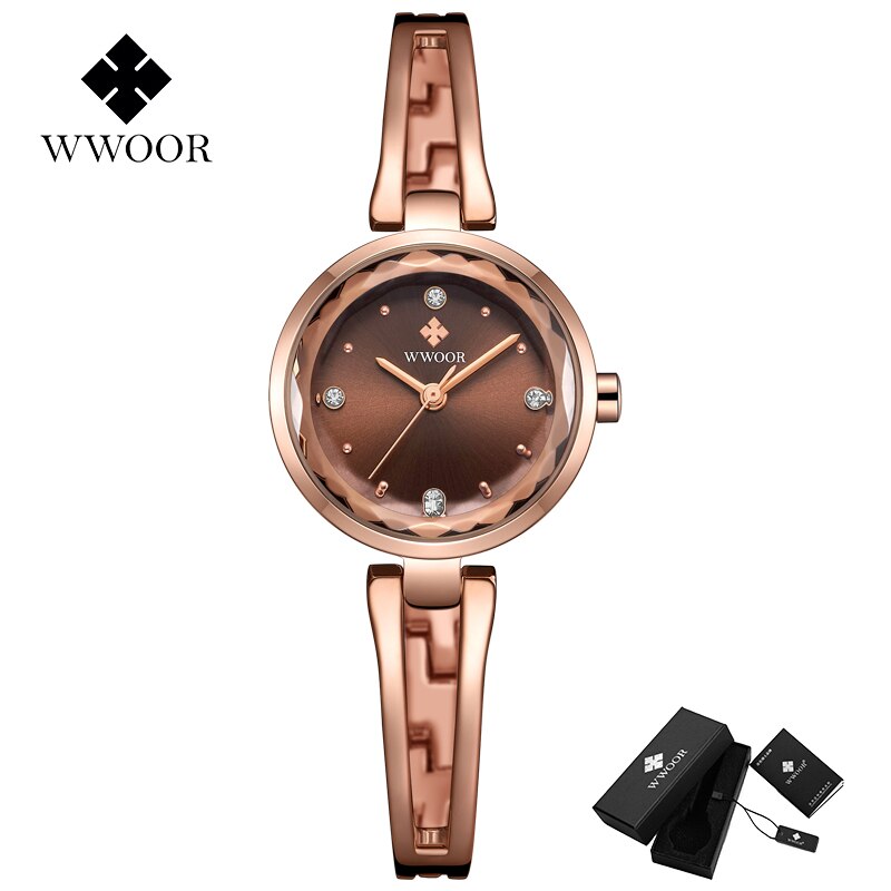 Woor damklocka märke lyx diamant handled dam klockor silver armband klocka kvinnlig klocka relogio feminino: Rosbrun