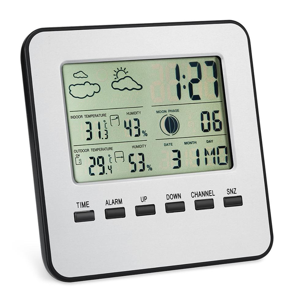 AMIR Digital Temperature Thermometer Weather Station Temperature Humidity Monitor with Clock Date and Moon Phase Remote Sensor