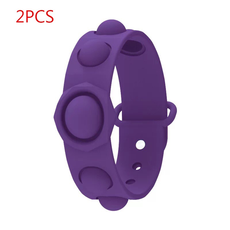 Push Pop Pop Bubble Sensory Fidget Toys Stress Relief Bubble Bracelet Toy Wearable Sensory Wristband Toys: purple 2PCS