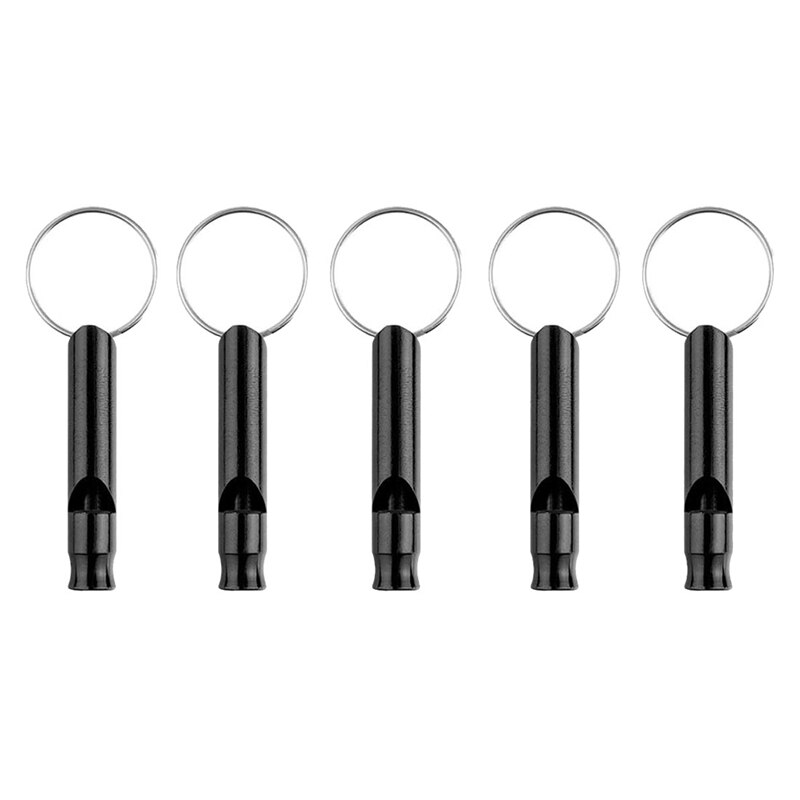 20- pack aluminiumsfløyte, sportsfløyte, nødoverlevelsesfløyter med nøkkelring, svart