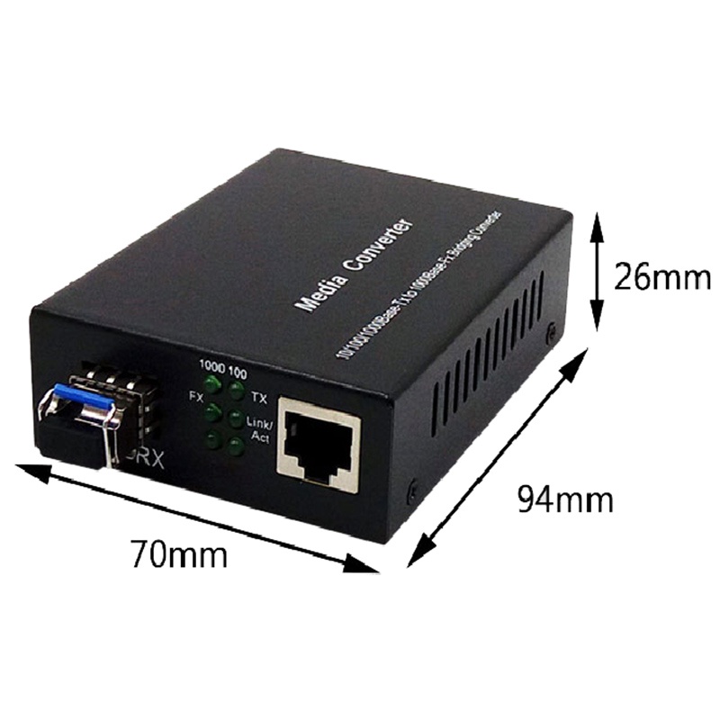 1 Paar Glasfaser-Medienkonverter 1 Port SFP auf 1 RJ45 Gigabit Glasfaser Ethernet 10/100/1000M