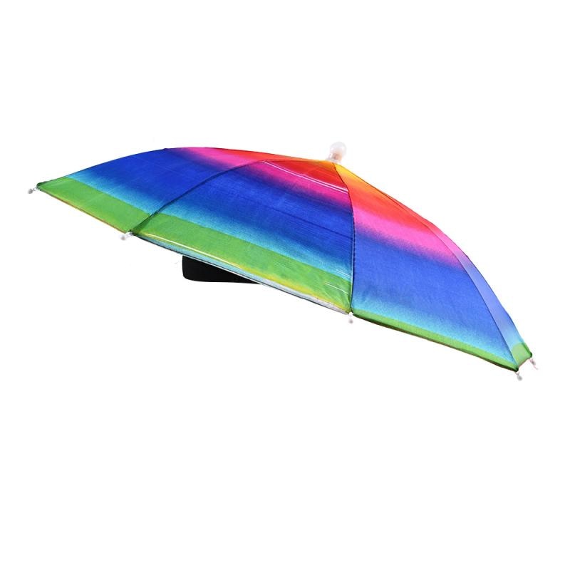 Fishing Caps Umbrella Hat Rain Raining Dry Cover Heat Adjustable Colorful Rainbow Folding Cap For Adults And Children