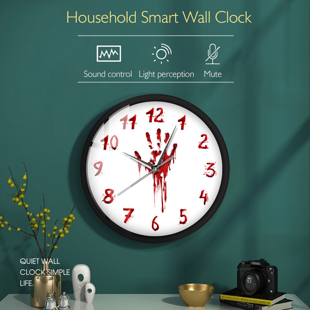 Bloody Hand Horror Metal Frame LED Wall Clock Soun... – Vicedeal