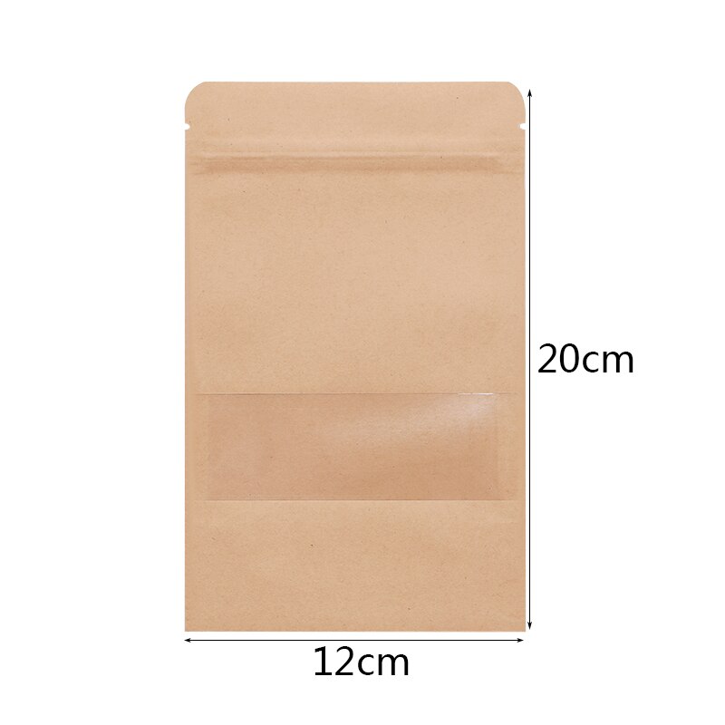 10Pcs Kraft Paper Food bags Stand up Pouches Coffee Sweet Candy Packaging Dried Food Fruit Cookie Storage Zip Lock Sealing Bags: B03-10PCS