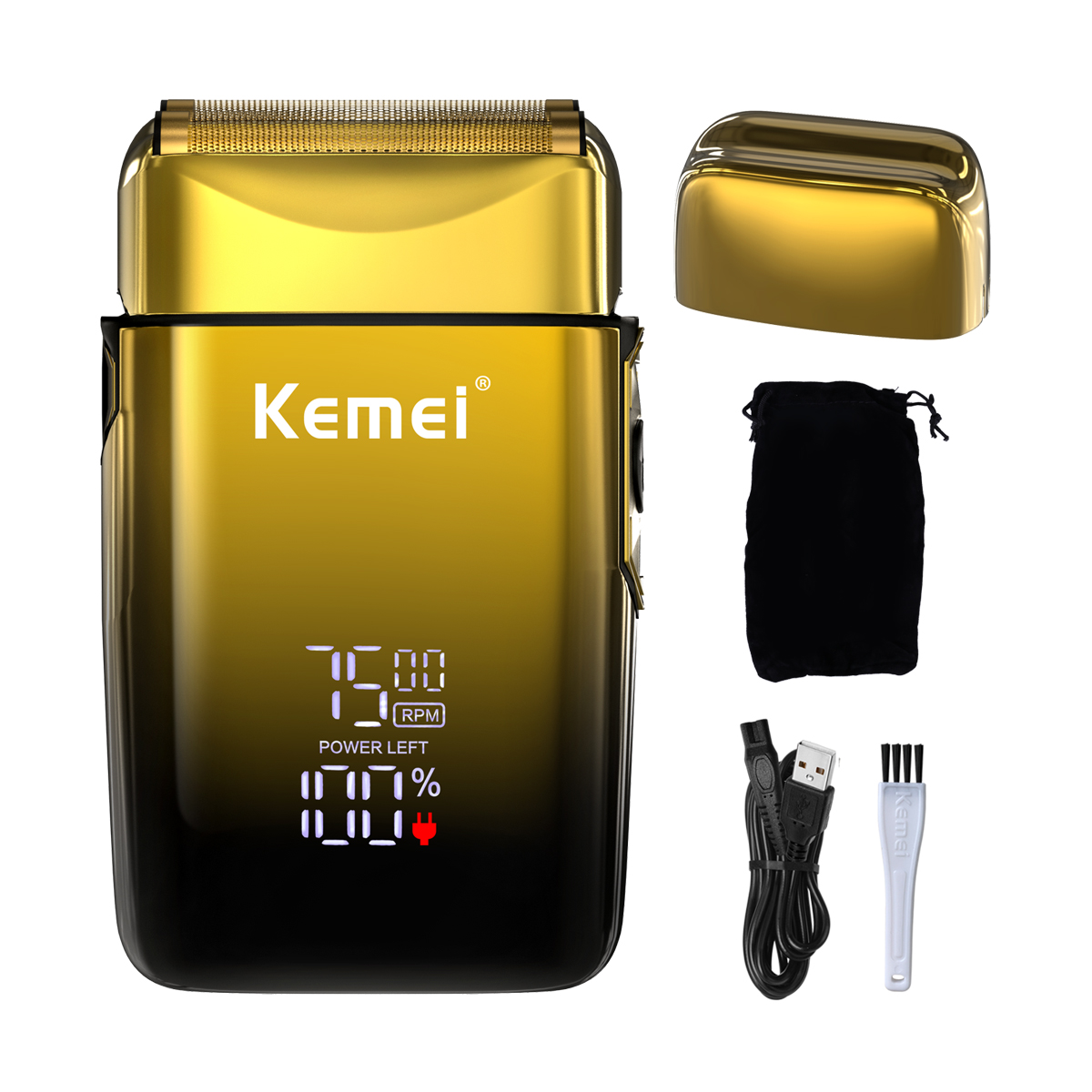 Kemei 7500 U/min Elektrorasierer Professioneller Haar-Bartrasierer Wiederaufladbarer Bartschneider Rasier- und Schneidemaschine für Männer KM-TX10