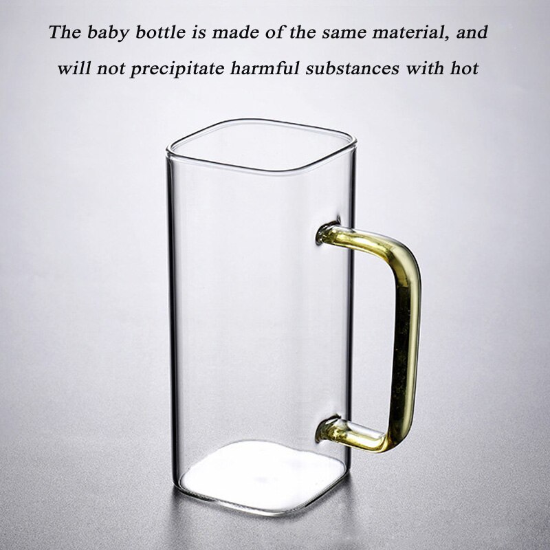 Square glass square cup household transparent with a juice cup can be heated breakfast cup