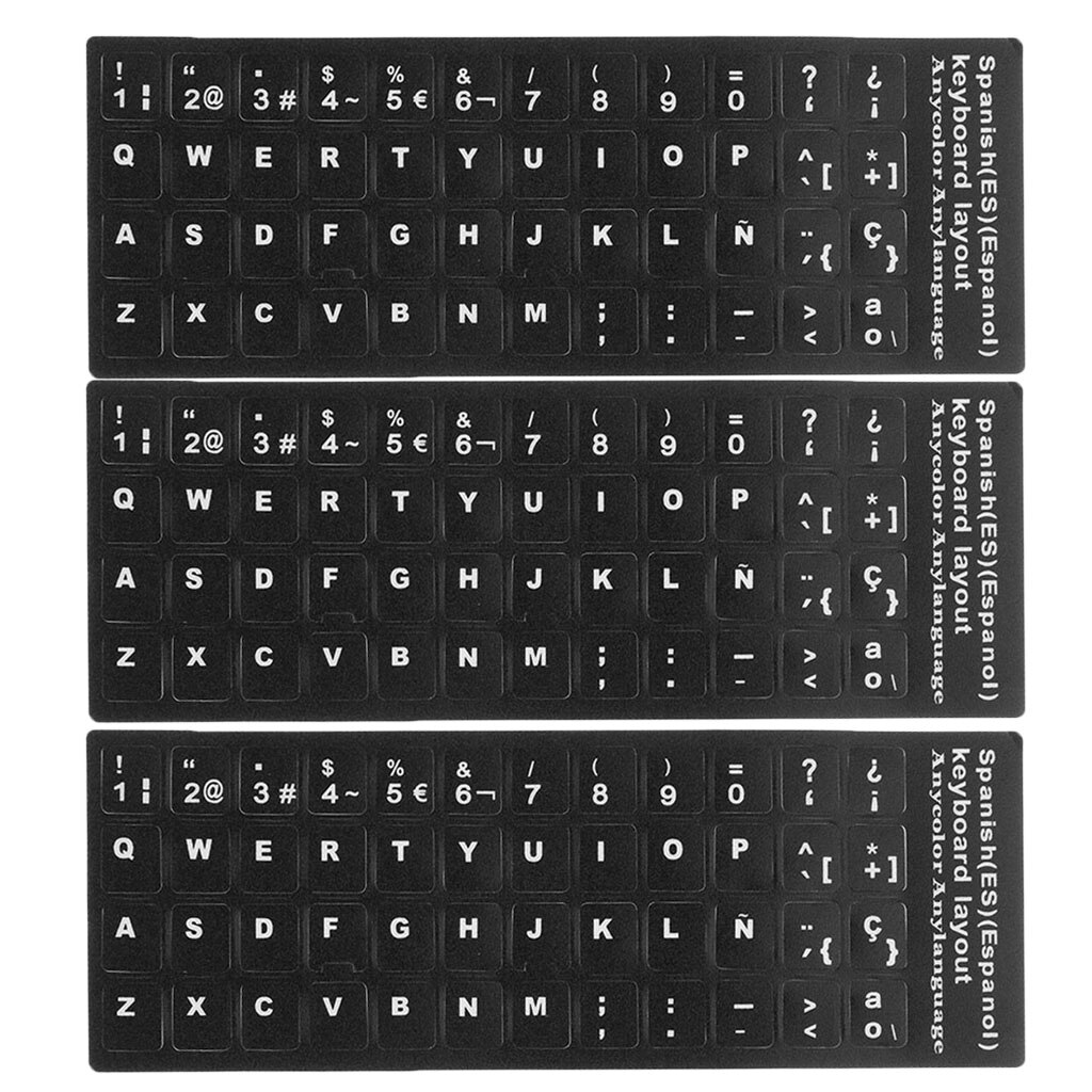 3x Spanish Standard Keyboard Layout Sticker Decoration White Letter Replace