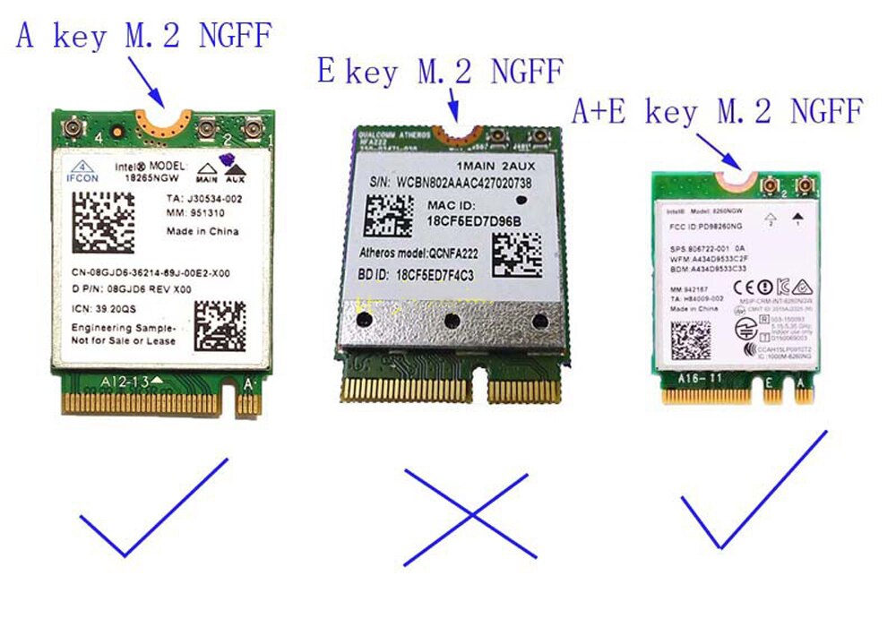 Connecteur adaptateur WiFi sans fil, 2230 M.2, clé A + E, adaptateur de carte Riser pour Macbook Air –