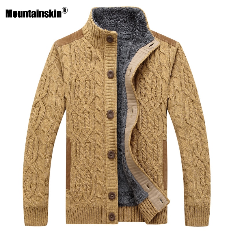 Mountainskin heren dikke truien winter herfst heren trui jas fluwelen warme cardigan jas heren merk kleding  sa859