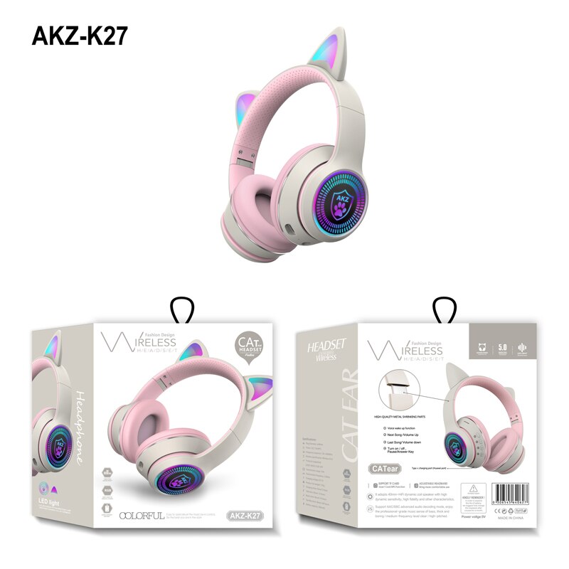 RGB Cat Ear Gaming Earphone Bluetooth 5.0 Wireless Headphone Headset 3.5mm Plug For Gamer Smartphone Mobile Phone: 02