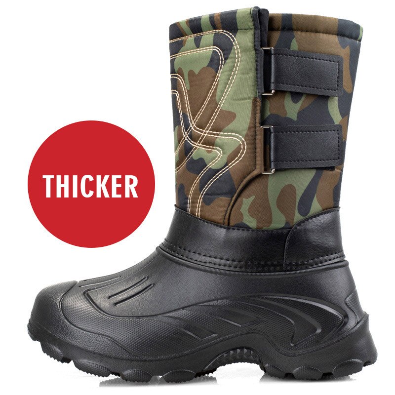 Winter Mannen Snowboots Camouflage Platform Laarzen Mannen Regen Schoenen Super Warm Antislip Waterdicht Heren Winter Laarzen Voor-40 Graden: Green / 43